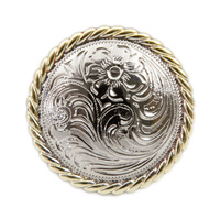 Floral Rope Gold Edged - Silver Patterned Concho - Pack of 6 - Concho-06