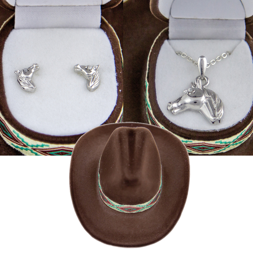 'Horse Head' Jewelry Set - Earrings And Necklace - J103