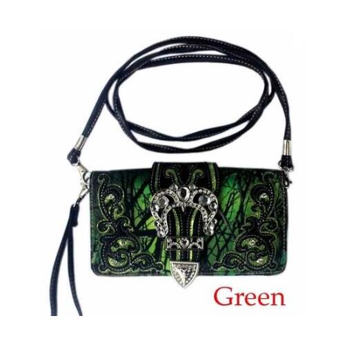 Ladies Purse - Western Themed - Green Faux Leather - [MW110GR]