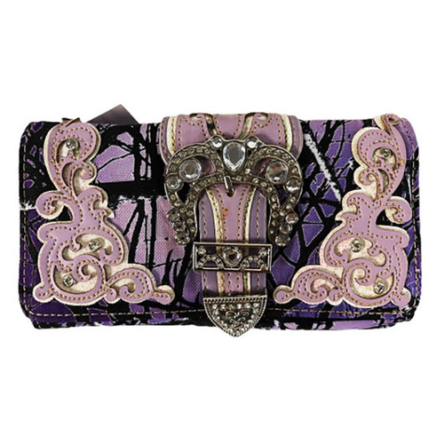 Ladies Purse - Western Themed - Lavender Camo Faux Leather - [MW110LV]