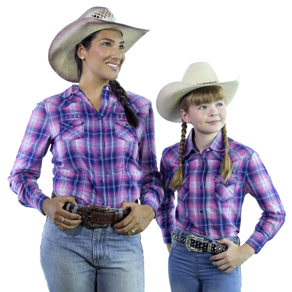 New Girls 100% Cotton - "Perup Purple" Check Shirt - 4052B Girls ShirtBrigalow - Picture 9 of 14