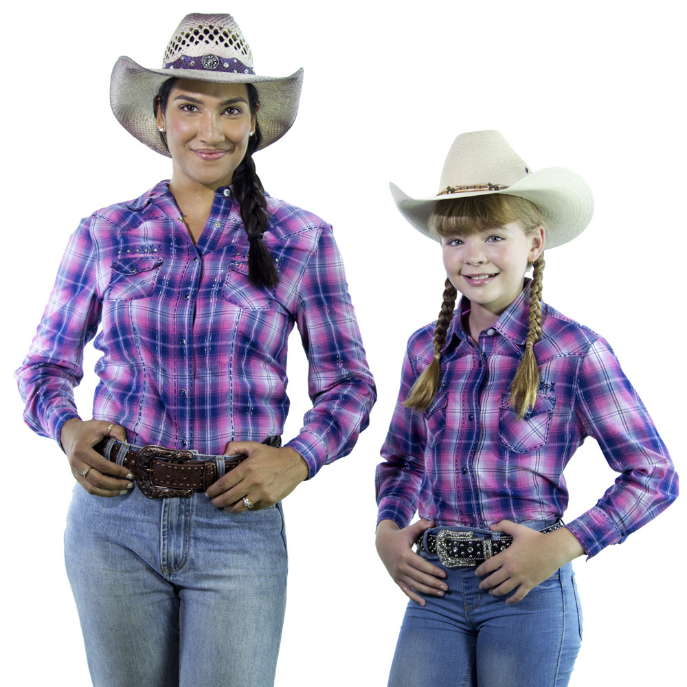 New Girls 100% Cotton - "Perup Purple" Check Shirt - 4052B Girls ShirtBrigalow - Picture 14 of 14