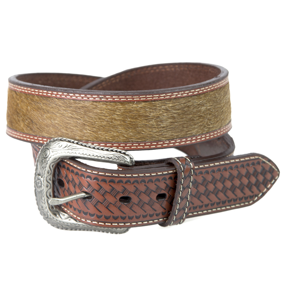 Belt - Western - Leather - Tan with Cowhide Inserts - [Code 309 ...