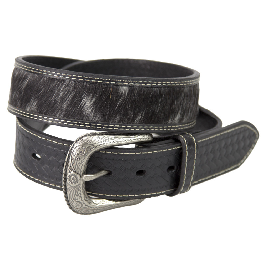 Belt Western Leather Black With Cowhide Inserts Code 310