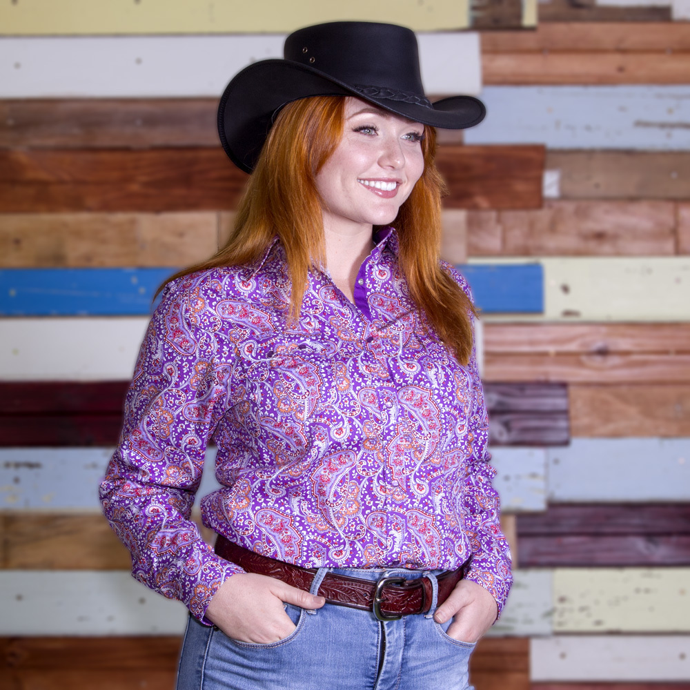 New 100% Cotton - Marulan Mauve Paisley - 4016C Ladies Western Riding ...