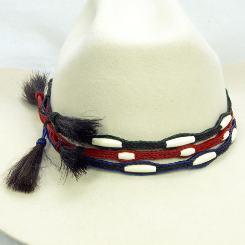 Hat Band - Natural Horse Hair w Faux Quill Beads - 3/8" [262]