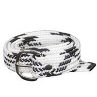 Braided Nylon OSFA Belt - White w/ Black Stripes - 31510