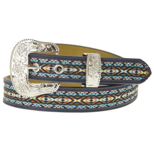 Belt - Western - Blue Aztec Style - Ladies and Girls Sizes - [Code 322]