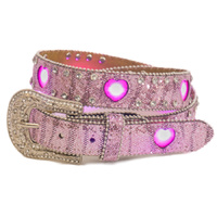 Belt - Western - Ladies Pink Flashing Heart LED Lights - [Code 381]