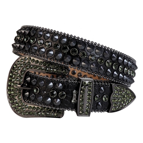Belt - Western - Ladies Black on Black Gatorprint Leather - [Code 398]