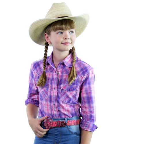 Girls 100% Cotton - "Peron Pink" Check Shirt - 4052A