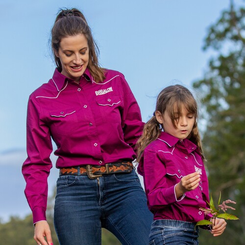 Ladies "Mia Mouse" 100% Cotton - Wine - Brigalow Logo on Back - [Code 4108C]