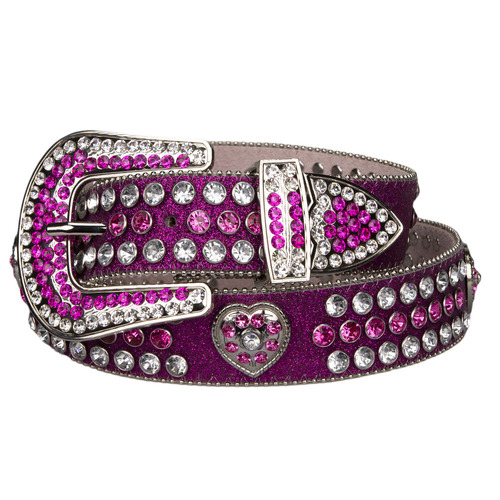 Belt - Western - Ladies Purple Rain Glitter Leather - [Code 452]