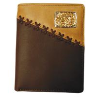 Wallet - Leather - Dark Brown & Coffee - Silver & Gold Concho - [5003-B]