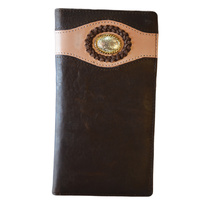 Wallet - Leather - Dark Brown  - Floral Concho - [5008-A]