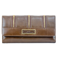 Ladies Purse - Brown Leather Zipper Patterned Wallet/Purse - [5028] 