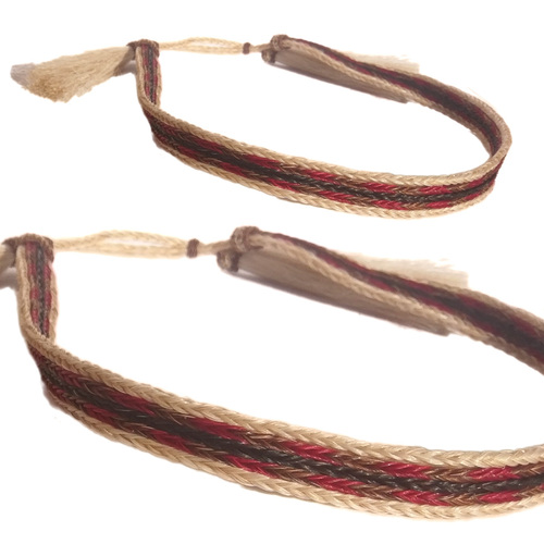 Hat Band - Natural Horse Hair - 5/8" - Assorted Colours - [250] [Colour: C - Cream Edge - Red Inner]
