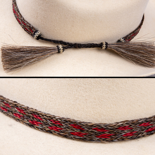 Hat Band - Natural Horse Hair - 5/8" - Assorted Colours - [250] [Colour: K - Grey/Maroon Weave]