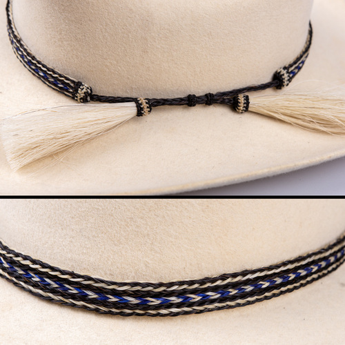 Hat Band - Natural Horse Hair - 5/8" - Assorted Colours - [250] [Colour: M - Black/White/Blue Chevrons]