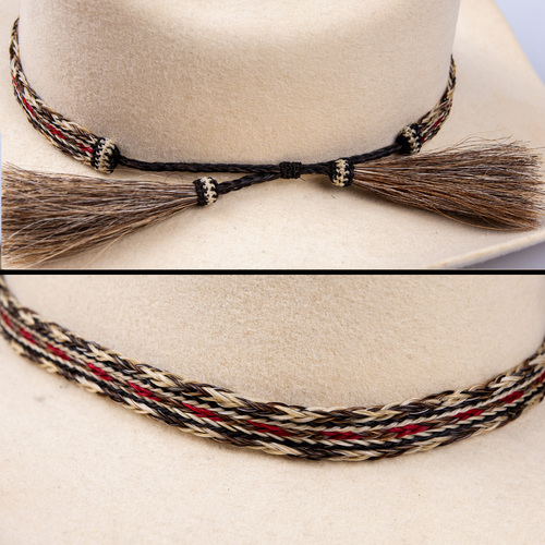 Hat Band - Natural Horse Hair - 5/8" - Assorted Colours - [250] [Colour: J - Red/Black/Beige Weave]