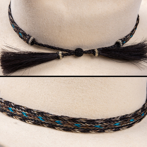 Hat Band - Natural Horse Hair - 5/8" - Assorted Colours - [250] [Colour: H - Black/Blue/Grey]
