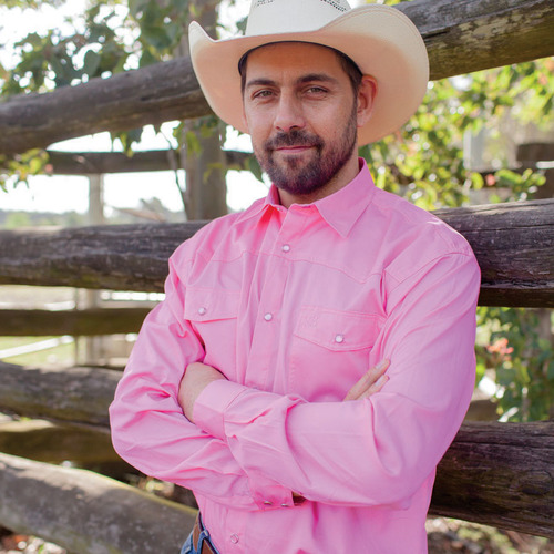 Mens Cotton Dress Shirt-8006-P-Pink