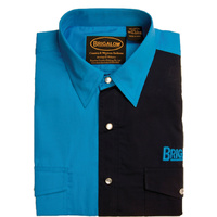 Mens Two Tone Cotton Shirts-8008-B-Cobalt/Black