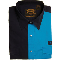 Mens Two Tone Cotton Shirts-8008-F-Black/Cobalt