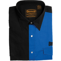 Mens Two Tone Cotton Shirts-8008-V-Black/Royal