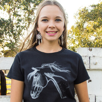 Ladies Black Horse T-Shirts - A423