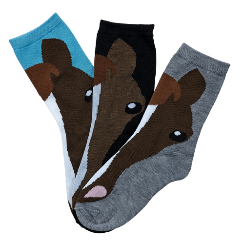 Pack of 3 - Horse Face Crew Socks - A819