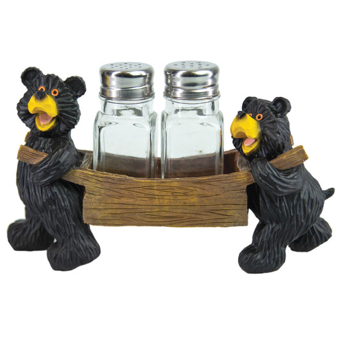 Black Bear Resin Salt & Pepper Set - [B26616] 