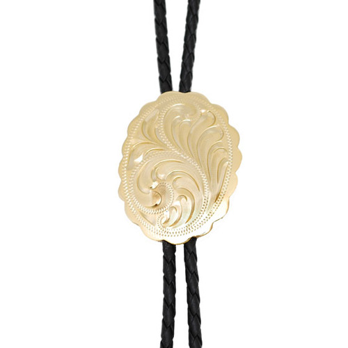 Bolo Tie - Gold Plated Floral Design - [Bolo-20]