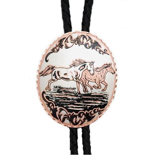 Bolo Tie - Coppertone Running Horses- [Bolo-29]