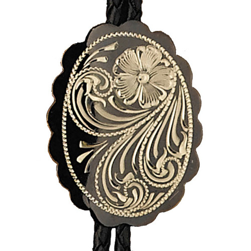 Bolo Tie -  Steer Skull with Feathers - Gumetal on Red Enamel - [Bolo-32]