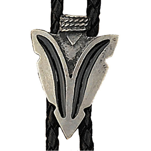 Bolo Tie - Arrowhead with Black Enamel Inserts - [Bolo-33]