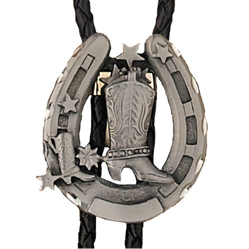Bolo Tie - Horse Shoe and Boots in Peuter - [Bolo-35]