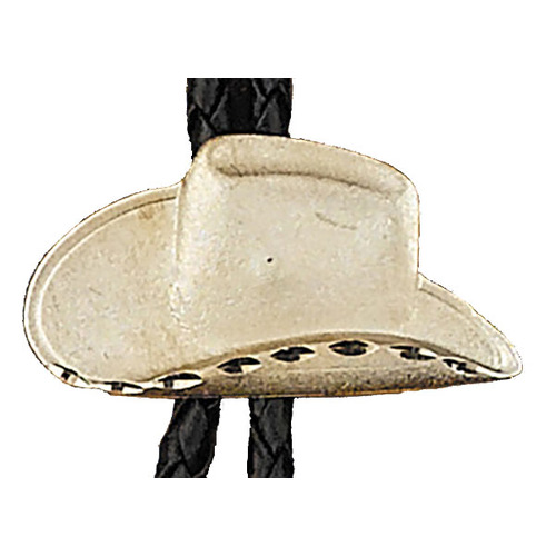 Bolo Tie - Western Hat with "Onyx" Inlays - [Bolo-37]