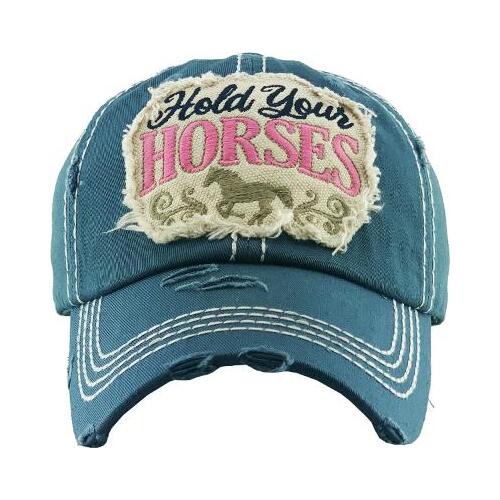 Blue Cap - Patch Logo - "Hold Your Horses"  - [Cap-BC37BL]