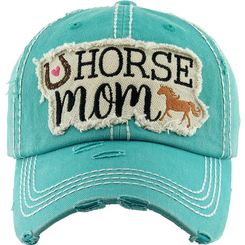 Turquoise Cap - Patch Logo - "Horse Mum"  - [Cap-BC39TQ]