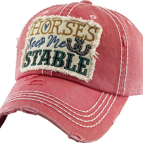 Pink Cap - Patch Logo - "Horses Keep Me Stable"  - [Cap-BC40PK]