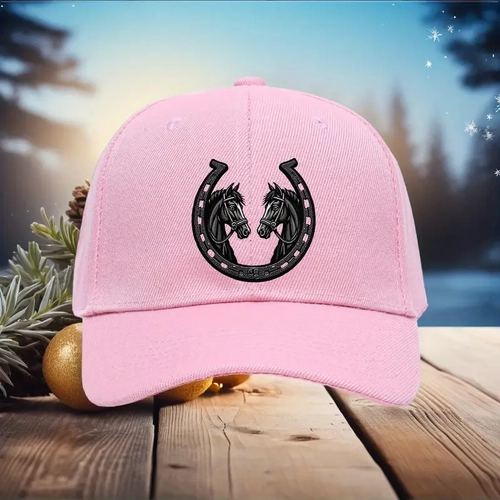 Ladies PINK  Cap with Horse Heads/HorseshoeDesign, - [CAP-TW07]