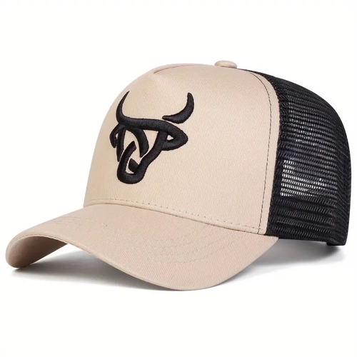 CAP - Brown Beige withe embossed bullshead  [CAP-TW09]