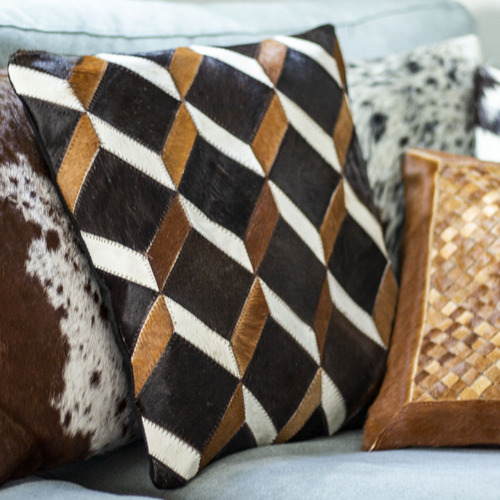 Cow Hide Cushion Covers - Brown/Brown Multi Panel- CH-10