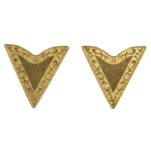 Collar Tip - Faux Gold Plated Floral Edged Border - CT-25G - Sold as Set