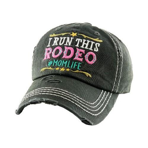 Smokey Black Cap - Patch Logo - "I Run This Rodeo Mum Life"  - [Cap-BC41BK]