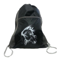 Black Drawstring Backpack - "Lila" Print - GG896