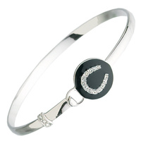 Bracelet - Bangle- Black Enamel - Rodium - JB7696
