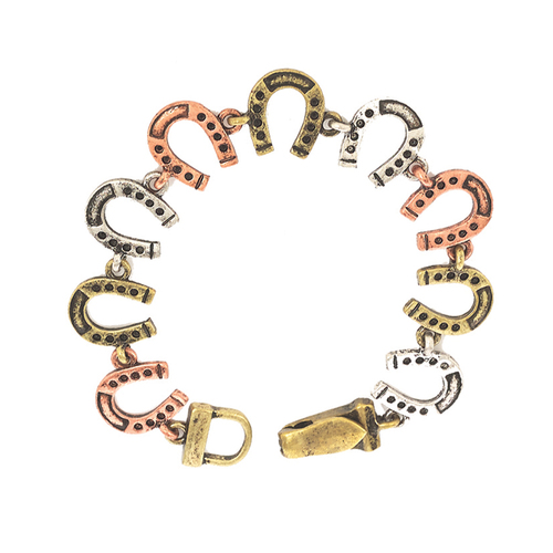 Mixed Metal Horsehoes Bracelet - JB8460