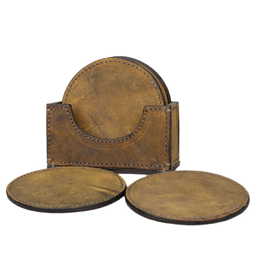 Coasters Set Of 6 - Distressed Leather - [ Code K101-20] 